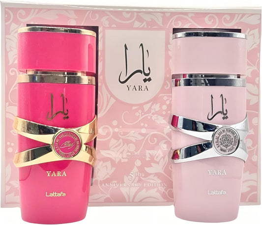 Lattafa Anniversary Edition Yara & Yara Candy Eau de parfum (100 ml + 100 ml), parfums exclusifs pour femme, doux, floral et raffiné