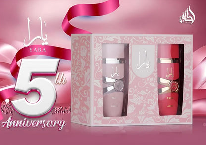 Lattafa Anniversary Edition Yara & Yara Candy Eau de parfum (100 ml + 100 ml), parfums exclusifs pour femme, doux, floral et raffiné