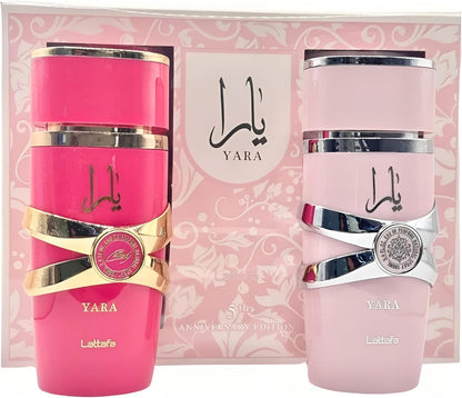 Lattafa Anniversary Edition Yara & Yara Candy Eau de parfum (100 ml + 100 ml), parfums exclusifs pour femme, doux, floral et raffiné