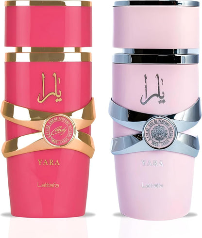 Lattafa Anniversary Edition Yara & Yara Candy Eau de parfum (100 ml + 100 ml), parfums exclusifs pour femme, doux, floral et raffiné