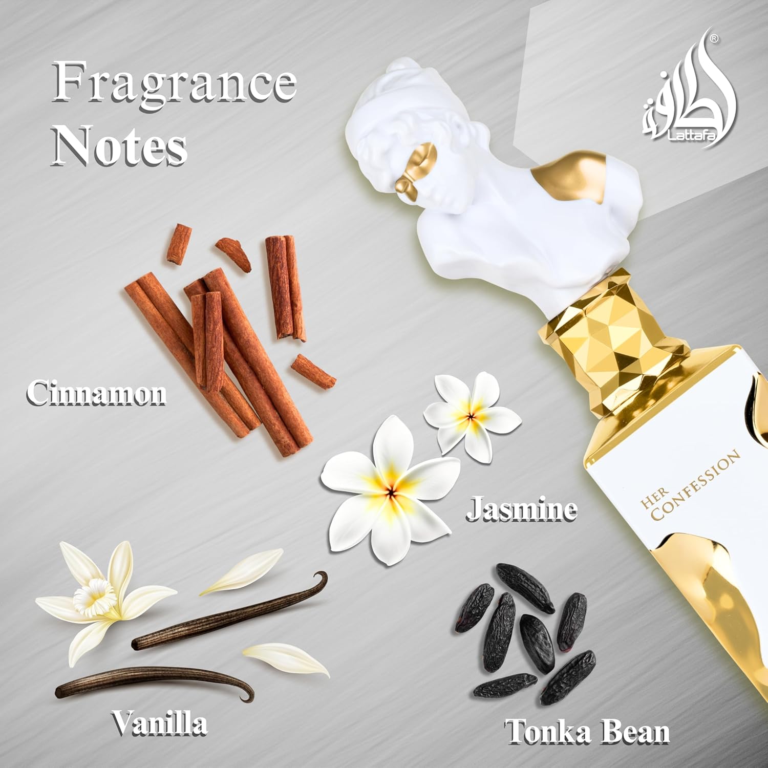 Lattafa Her Confession pour femme Eau de Parfum Spray, 3,4 onces / 100 ml